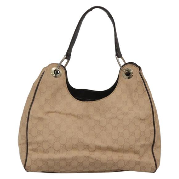GUCCI GG Canvas Shoulder Bag Outlet Beige Gold - Picture 2 of 12
